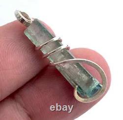 11.40 TCW Extremely Rare Blue Mix Color Tourmaline Crystal Sterling Silver Wire