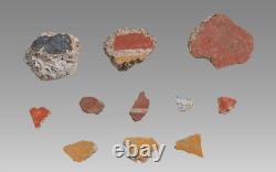 11 Roman Plaster Wall Fragments original paint 1800+ years old. Extremely rare