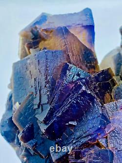 1387g Natural Extremely Rare Blue Color Phantom Cubic Large Fluorite Specimen