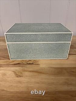 1990s Italian Shagreen Box Extremely RARE! Heavy Blue/Green And White