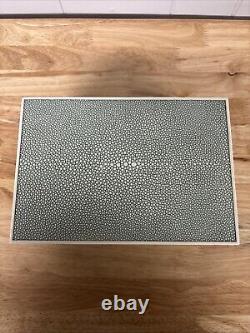 1990s Italian Shagreen Box Extremely RARE! Heavy Blue/Green And White