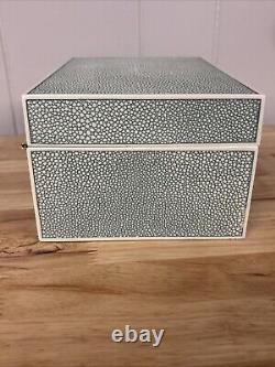 1990s Italian Shagreen Box Extremely RARE! Heavy Blue/Green And White