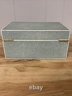 1990s Italian Shagreen Box Extremely RARE! Heavy Blue/Green And White