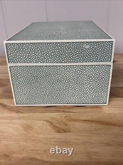 1990s Italian Shagreen Box Extremely RARE! Heavy Blue/Green And White