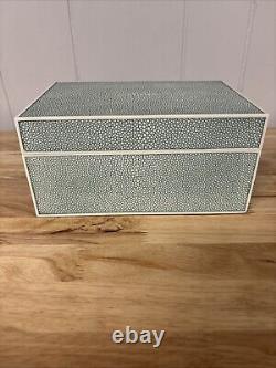 1990s Italian Shagreen Box Extremely RARE! Heavy Blue/Green And White