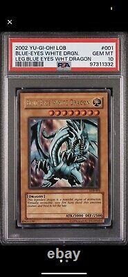 2002 LOB 001 Blue-Eyes White Dragon Ultra Rare Yu-Gi-Oh! Card PSA 10 Gem Mint