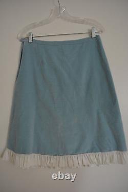 2004 Extremely Rare Anthropologie BLUE Velvet Inset Skirt 10