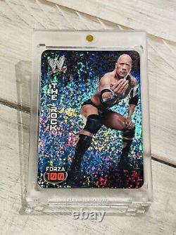 2014 WWE Euro Lamincards The Rock Blue Prizm Parallel #54? Extremely Rare