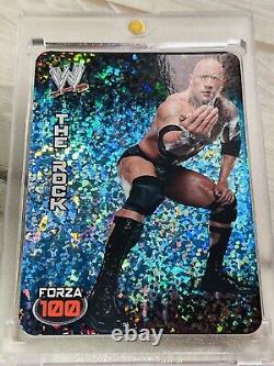2014 WWE Euro Lamincards The Rock Blue Prizm Parallel #54? Extremely Rare