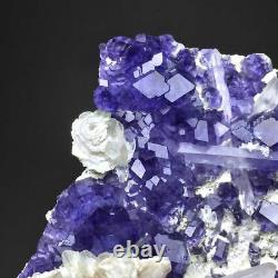 225g Natural Extremely Rare Blue Diamond Fluorite & White Quartz & Rose Calcite