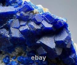 257 GR. Extremely Rare! Blue Hauyne Crystals Cluster On Matrix From Afghanistan