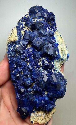 257 GR. Extremely Rare! Blue Hauyne Crystals Cluster On Matrix From Afghanistan