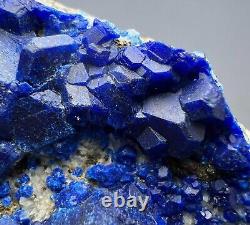 257 GR. Extremely Rare! Blue Hauyne Crystals Cluster On Matrix From Afghanistan