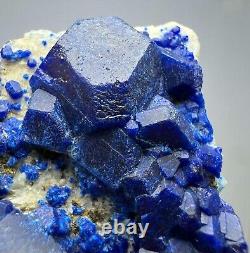 257 GR. Extremely Rare! Blue Hauyne Crystals Cluster On Matrix From Afghanistan