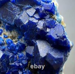 257 GR. Extremely Rare! Blue Hauyne Crystals Cluster On Matrix From Afghanistan