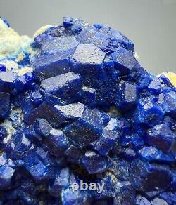 257 GR. Extremely Rare! Blue Hauyne Crystals Cluster On Matrix From Afghanistan