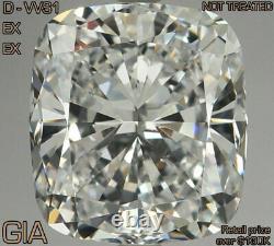 3.0 ct D VVS1 EX EX cushion natural GIA cert loose diamond EXTREMELY RARE