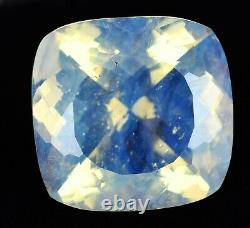 31.35 Ct Natural Yellow Opal Blue Fire Extremely Rare Cushion Certified Gemstone