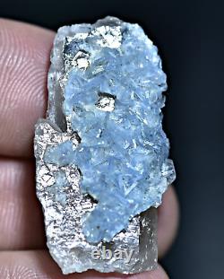 33 CT Extremely Rare Sky Blue Vorobyevite Beryl Rosterite Crystals On Quartz