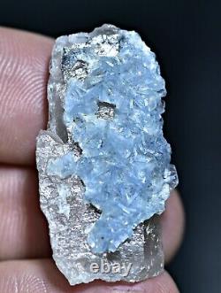 33 CT Extremely Rare Sky Blue Vorobyevite Beryl Rosterite Crystals On Quartz