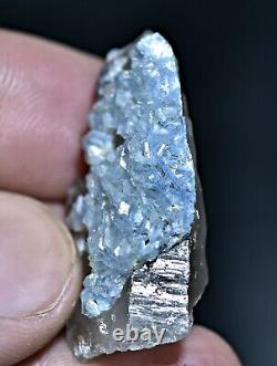 33 CT Extremely Rare Sky Blue Vorobyevite Beryl Rosterite Crystals On Quartz