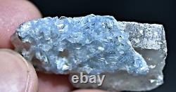 33 CT Extremely Rare Sky Blue Vorobyevite Beryl Rosterite Crystals On Quartz