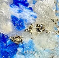 383 Gram Extremely Rare Top Blue Hauyne Crystals, Gonnardite, Pyrites, Calcite