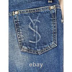 $3K Authentic Extremely Rare Yves Saint Laurent YSL Logo Blue Denim Jeans Pants