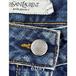 $3K Authentic Extremely Rare Yves Saint Laurent YSL Logo Blue Denim Jeans Pants