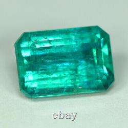 4.12 Cts Extreme Top Lustrous 100 % Natural RARE Vivid Blue Green Emerald