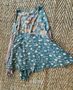 4 Anthropologie Asymmetrical Patchwork Floral Silk Scarf Skirt Extremely Rare