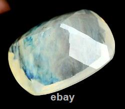 48.60Ct Natural Yellow Opal Blue Fire Extremely Rare Cushion Certified Gemstone