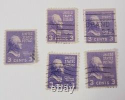 5 Rare Thomas Jefferson Stamps 1808 Extremely Rare