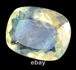 51.40 Ct Natural Yellow Opal Blue Fire Extremely Rare Cushion Certified Gemstone