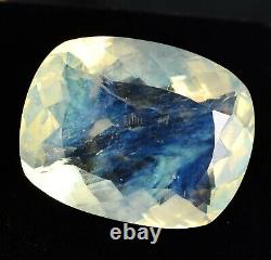 51.40 Ct Natural Yellow Opal Blue Fire Extremely Rare Cushion Certified Gemstone