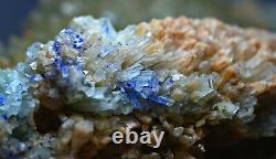 512 Gm Extremely Rare Natural Blue Azurite Combine Aragonite Crystals Specimen