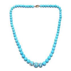 52Ct AAA Extremely Rare Sleeping Beauty Turquoise Beaded 14K Gold Over Necklace