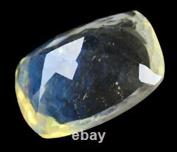 53.70 Ct Natural Yellow Opal Blue Fire Extremely Rare Cushion Certified Gemstone