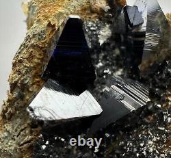 54 Ct. Full Terminated Extremely Rare Top Blue Shade Anatase Crystals On Matrix