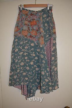 6 Anthropologie Asymmetrical Patchwork Floral Silk Scarf Skirt Extremely Rare