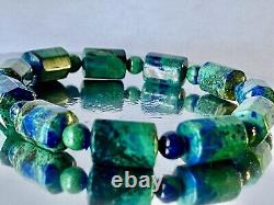 7.8 Majestic Piece /Extreme Rare/AAAAAAZURITE MALACHITE Tube Bracelet M1408