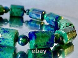 7.8 Majestic Piece /Extreme Rare/AAAAAAZURITE MALACHITE Tube Bracelet M1408