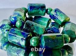 7.8 Majestic Piece /Extreme Rare/AAAAAAZURITE MALACHITE Tube Bracelet M1408