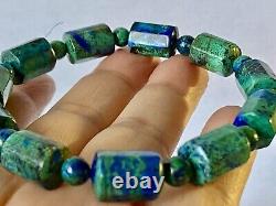 7.8 Majestic Piece /Extreme Rare/AAAAAAZURITE MALACHITE Tube Bracelet M1408