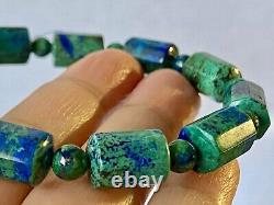 7.8 Majestic Piece /Extreme Rare/AAAAAAZURITE MALACHITE Tube Bracelet M1408