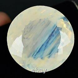 74.30 Ct Natural Yellow Opal Blue Fire Extremely Rare Round Certified Gemstone