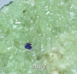 92 Gram Extremely Rare Blue Azurite Crystals and Layers With Aragonite On Matrix