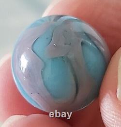 Alley Agate Blue Lady 5/8 Marble withPurple Swirling Patches-Extremely Rare