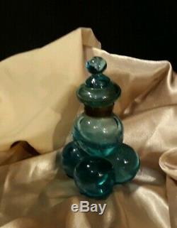 Antique Aqua Blue Glass Ball Bubble Bauble Inkwell Iridescent Extremely Rare