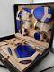 Antique Hard Cased Blue Enameled 1930s Vanity Set. Extremely Rare. VG Condition